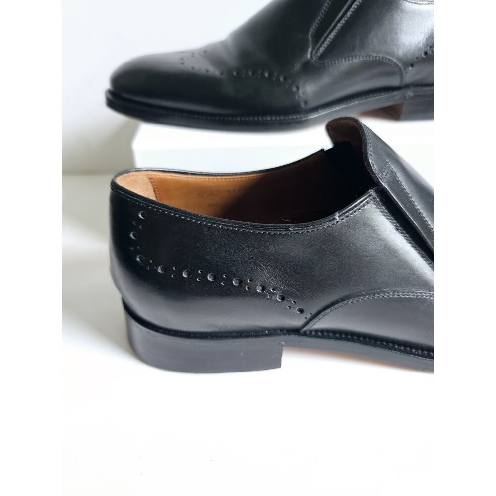 Allen Edmonds Lucca Black Leather Slip On Brogues Mens Dress Shoes Loafers 9 - Picture 3 of 11